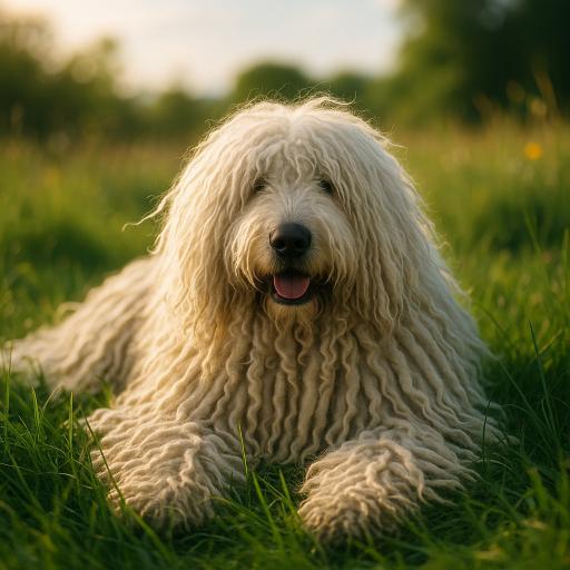 Arthur Komondor Laying in Field