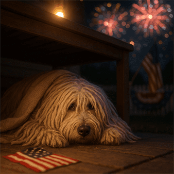 Arthur Komondor Hiding From Fireworks