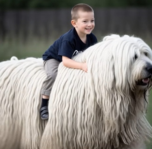 Arthur Komondor With Child Riding On Back